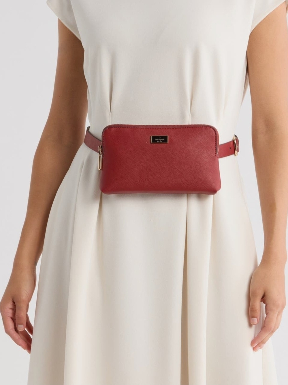 kate spade Red Leather Belt Bag with Gold Hardware